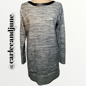 Jeanne Pierre Womens black and striped Long Knit Sweater size M